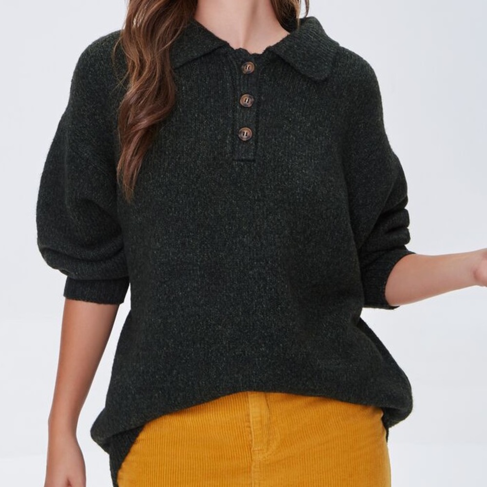 Marled Half-Buttoned Sweater
